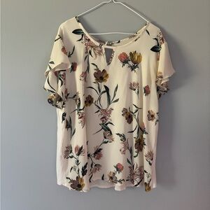 Maurice’s Plus Size 1 Blouse Cream, Floral, Ruffle